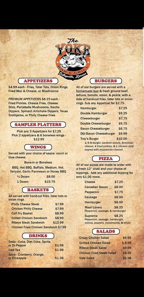 the yoke coffeyville ks menu.